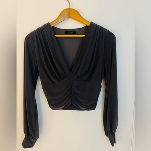 21 Saints Elegant Grey Ruched Women's Mid Drift Top